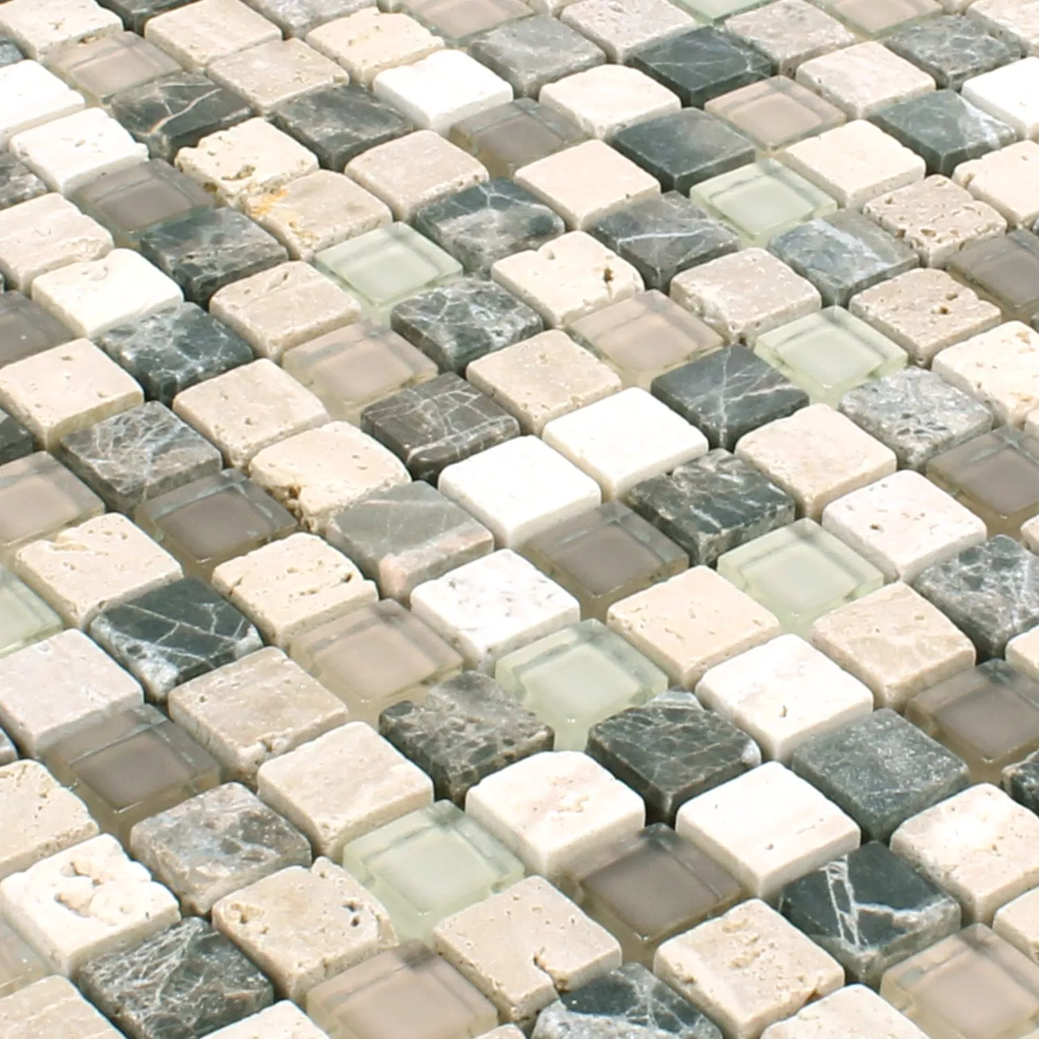 Campione Mosaico Milos Vetro Pietra Naturale Mix Marrone Beige Piazza