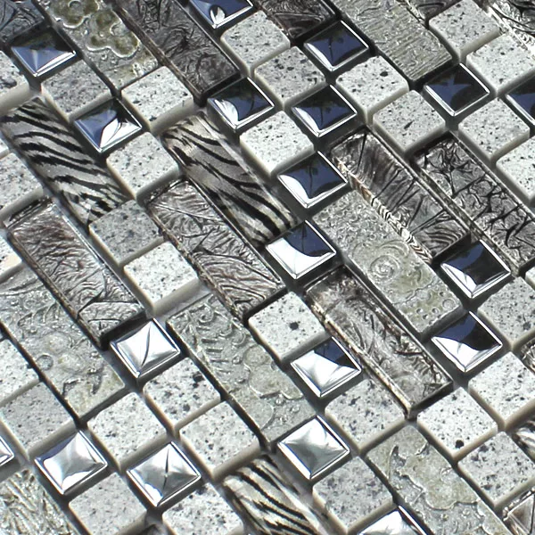 Campione Mosaico Vetro Metallo Quarzo Compositi Argento