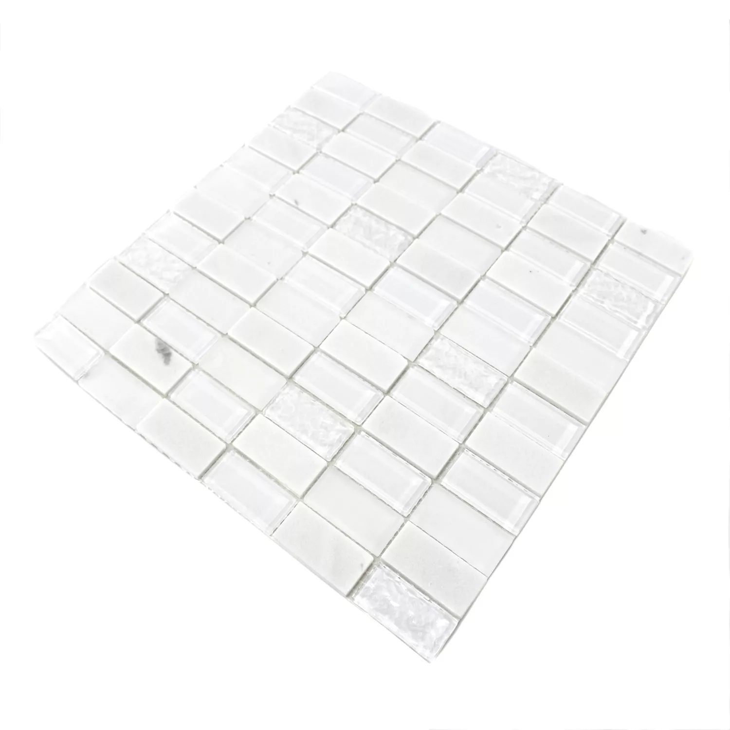 Autoadesivoe Mosaico Pietra Naturale Vetro Mix Bianco Lucidato