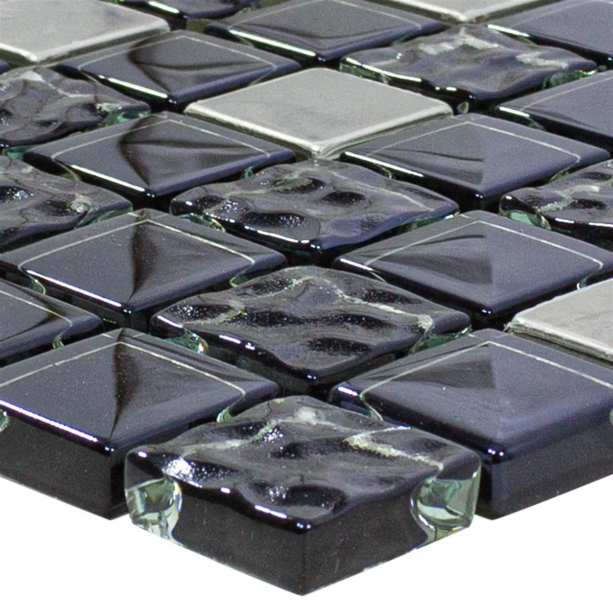 Mosaico Vetro Metallo Blackriver Nero Argento Mix Mosaico Vetro Metallo Blackriver Nero Argento Mix