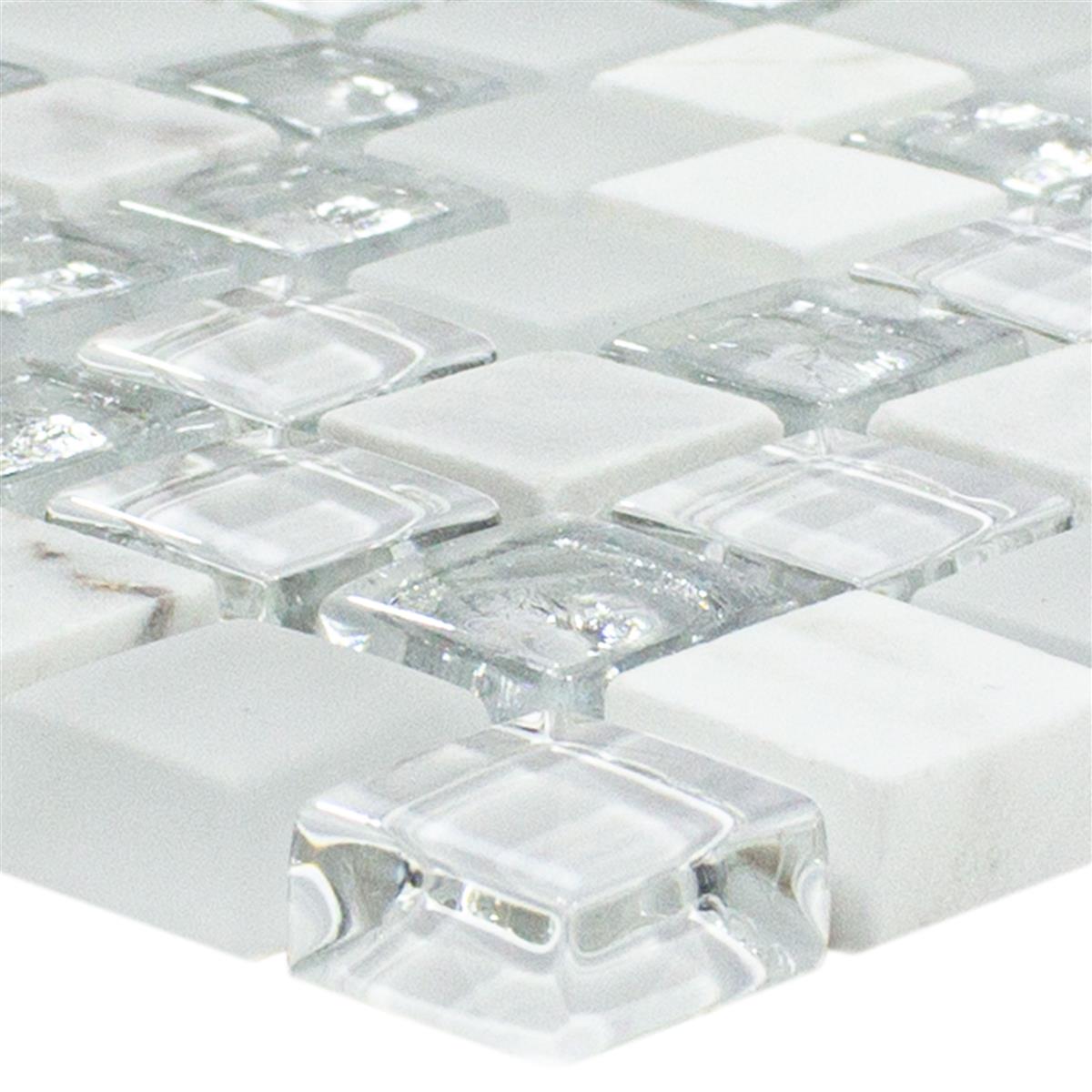 Mosaico Di Vetro Piastrelle Lexington Vetro Mix di Materiali Bianco