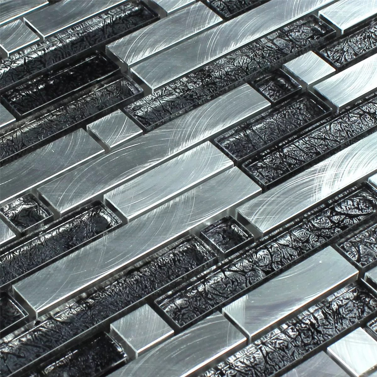 Campione Mosaico Vetro Alluminio Nero Argento