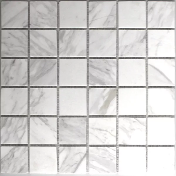 Mosaico Marmo 48x48x8mm Bianco Lucidato