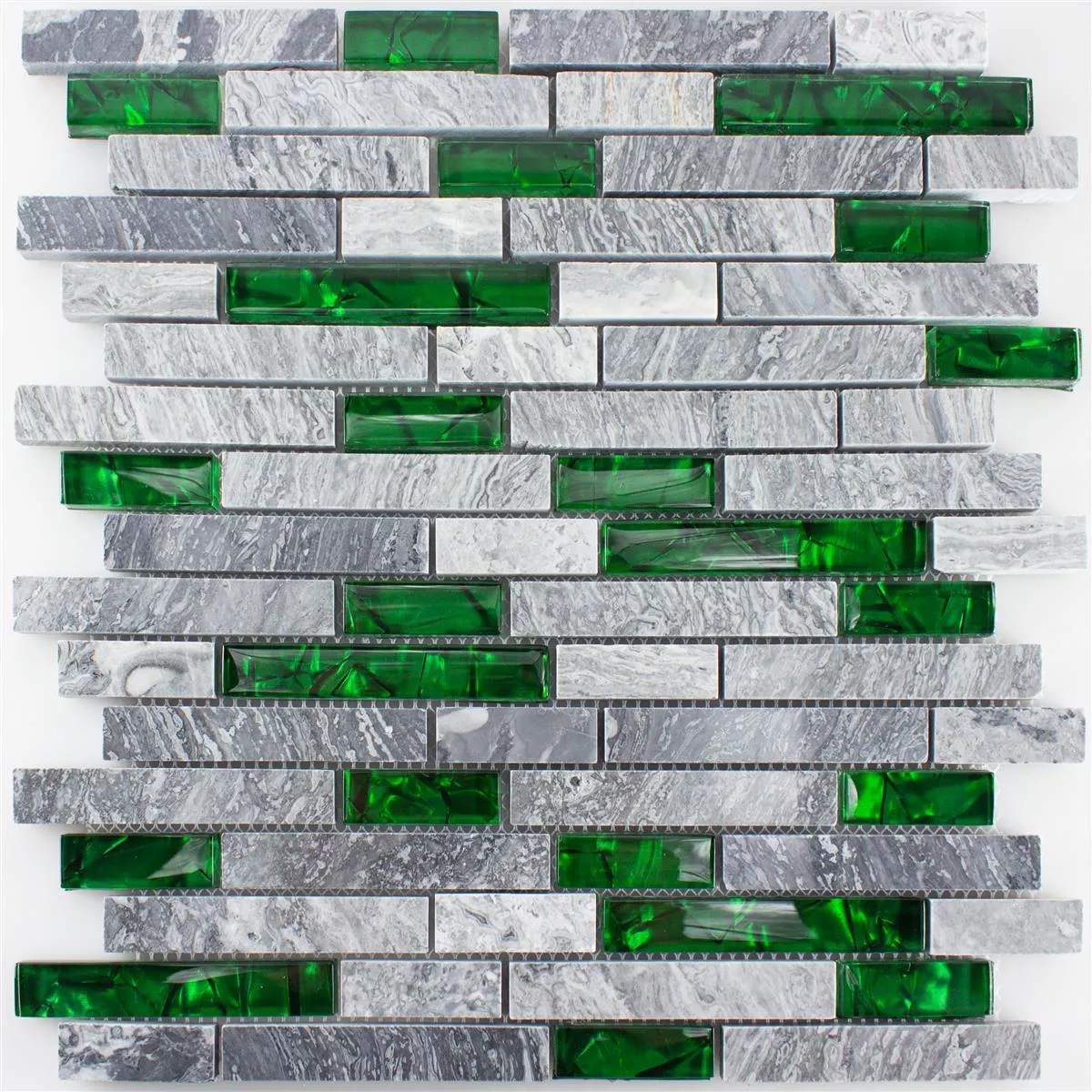 Mosaico Vetro Pietra Piastrelle Sinop Grigio Verde Brick