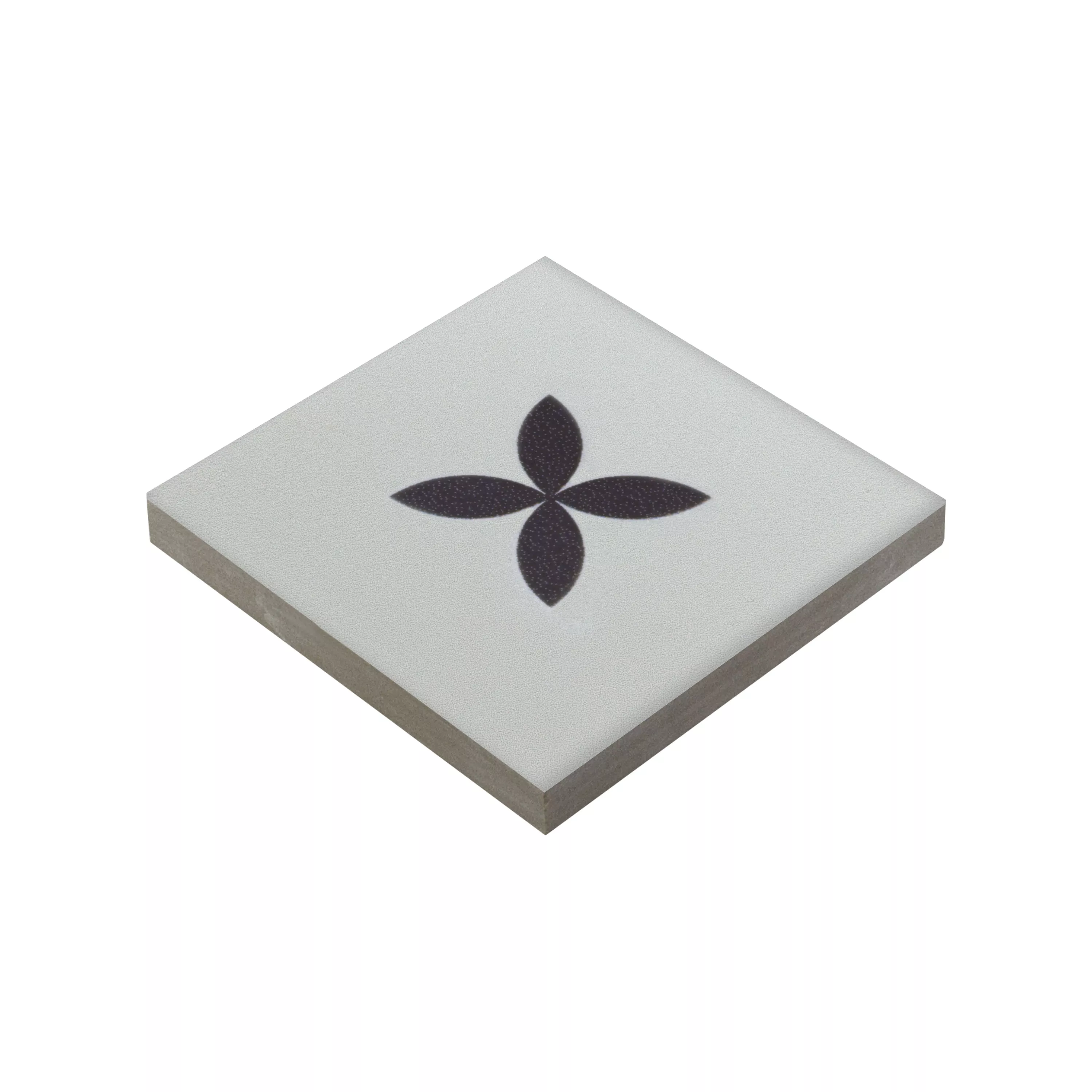 Gres Porcellanato Piastrelle Genexia Nero Bianco Decor 4 Rosone  4,6x4,6cm Gres Porcellanato Piastrelle Genexia Nero Bianco Decor 4 Rosone  4,6x4,6cm