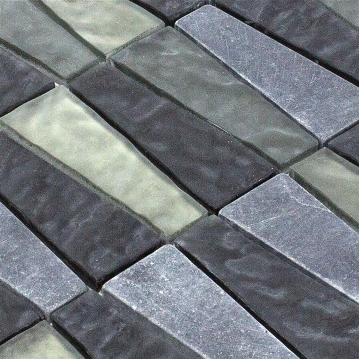 Campione Mosaico Vetro Pietra Piastrelle Marseille Grigio Nero Mix 