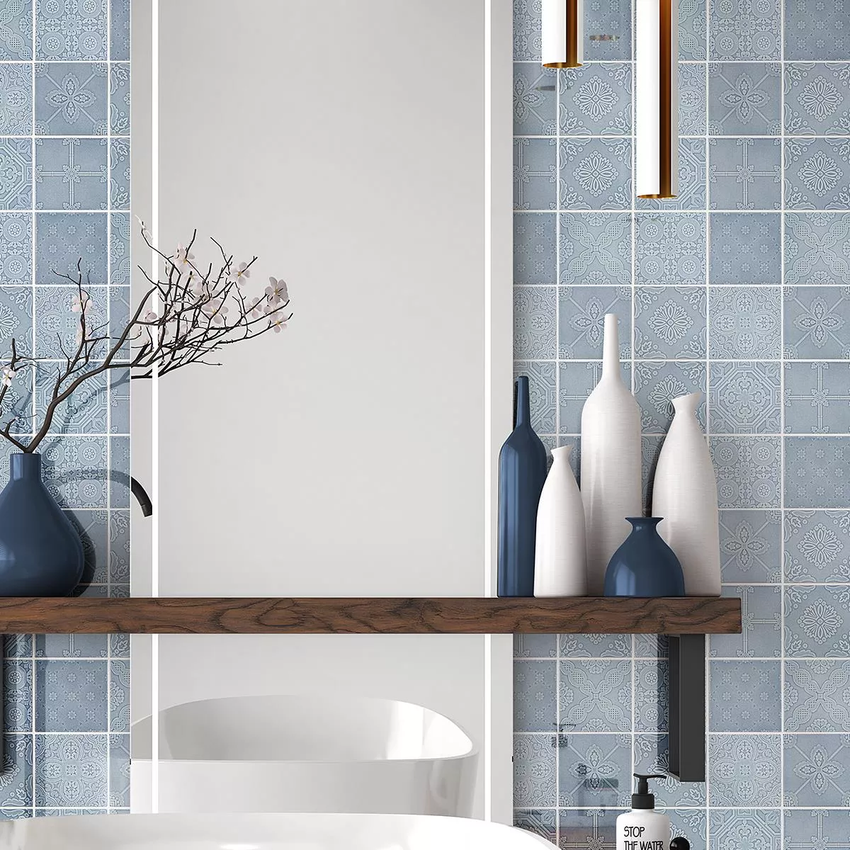 Campione Ceramica Mosaico Rivabella Relief Blu