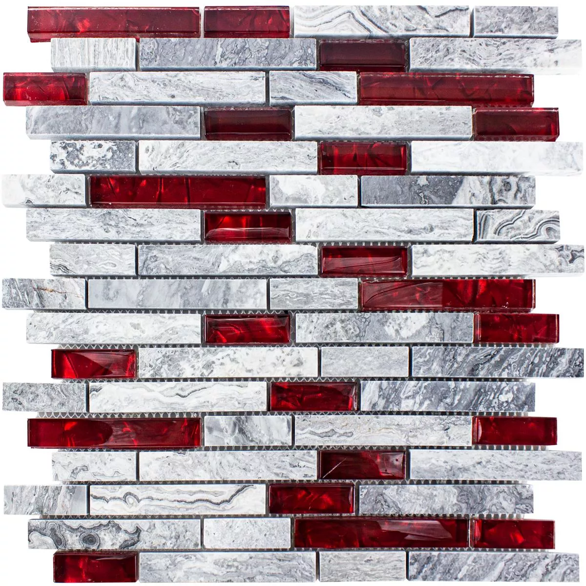 Mosaico Vetro Pietra Piastrelle Sinop Grigio Rosso Brick
