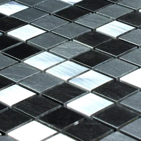 Mosaico Alluminio Nero Argento 15x15x8mm