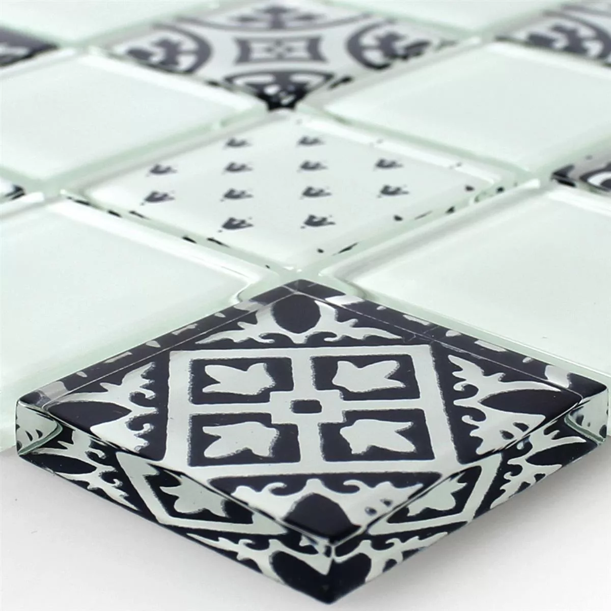 Mosaico Vetro Barock Ornamento Bianco