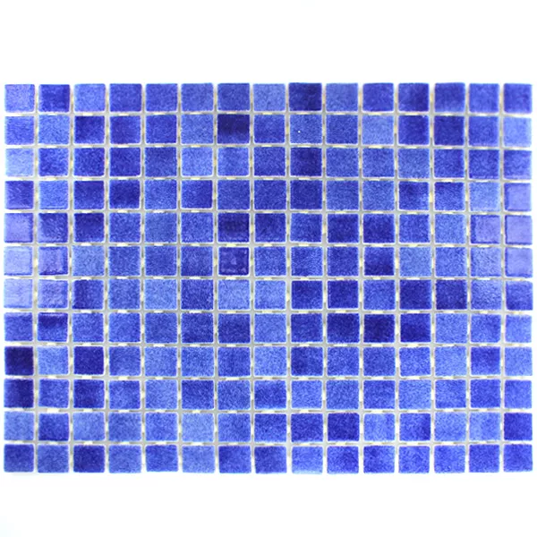 Vetro Piscina Mosaico 25x25x4mm Blu Scuro Mix