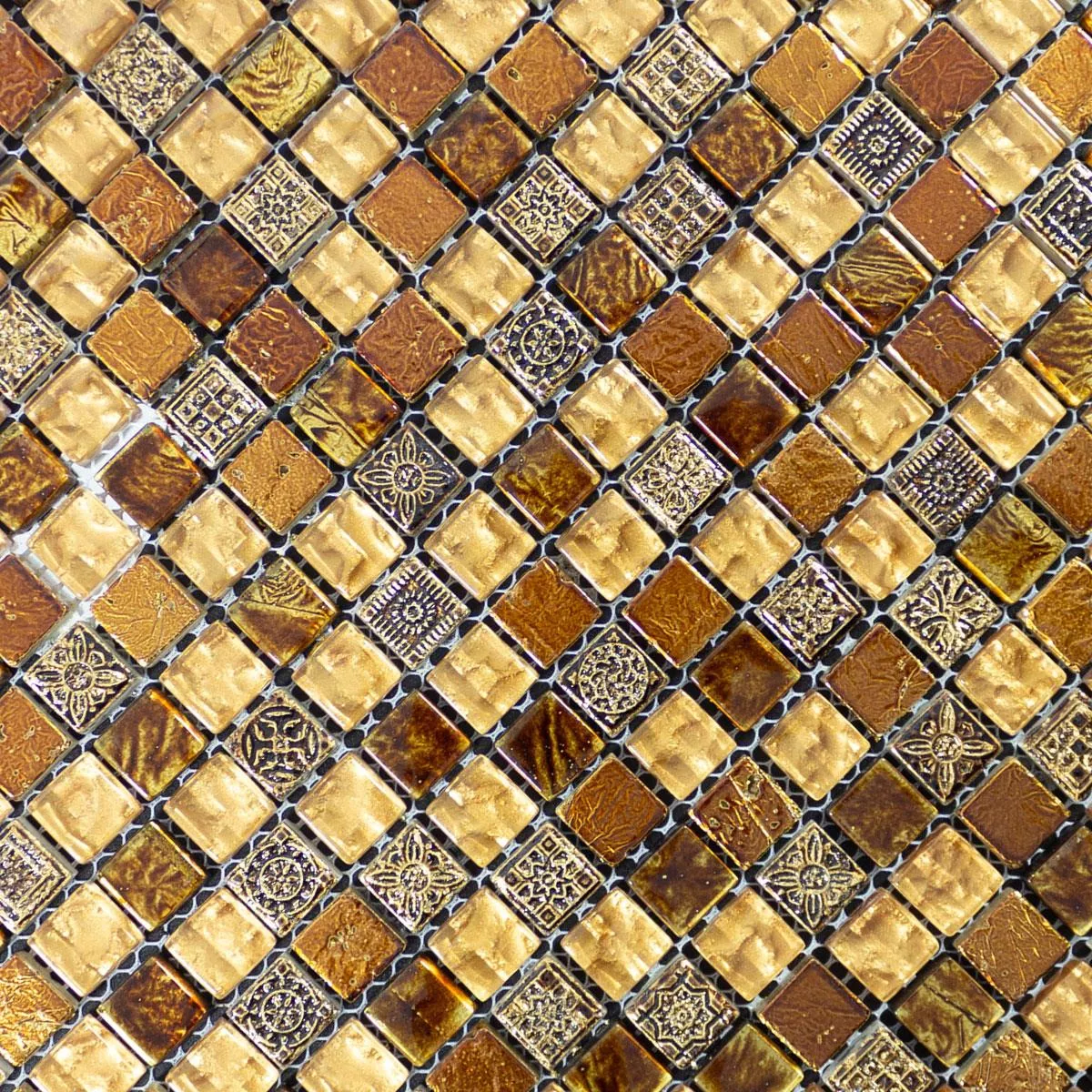 Vetro Marmo Mosaico Majestic Marrone Oro